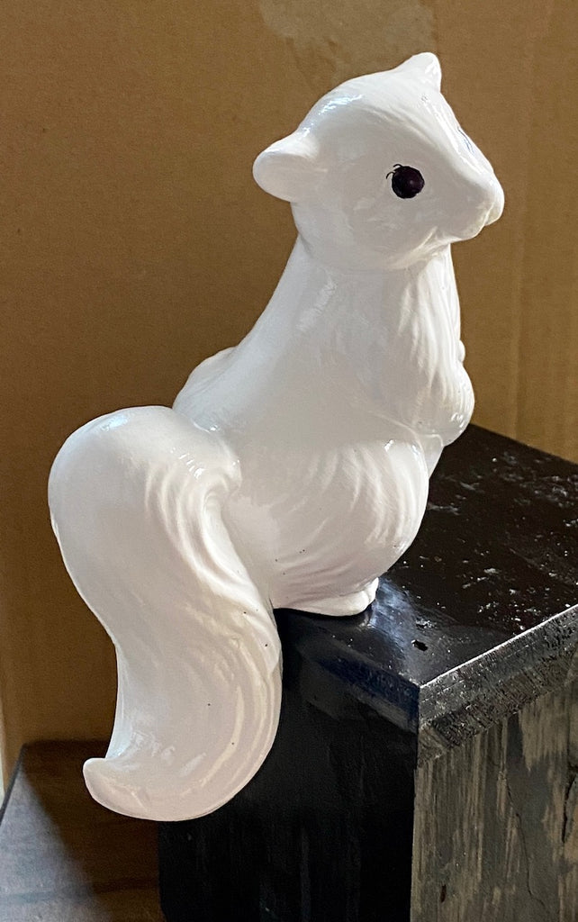 Home Decor - White Squirrel Shelf Sitter - Made by a Local Potter