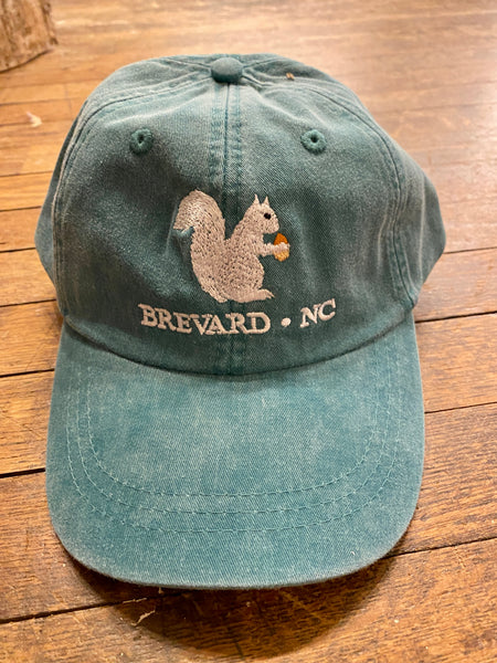 Baseball Cap - Pigment-Dyed Embroidered White Squirrel with Brevard, NC