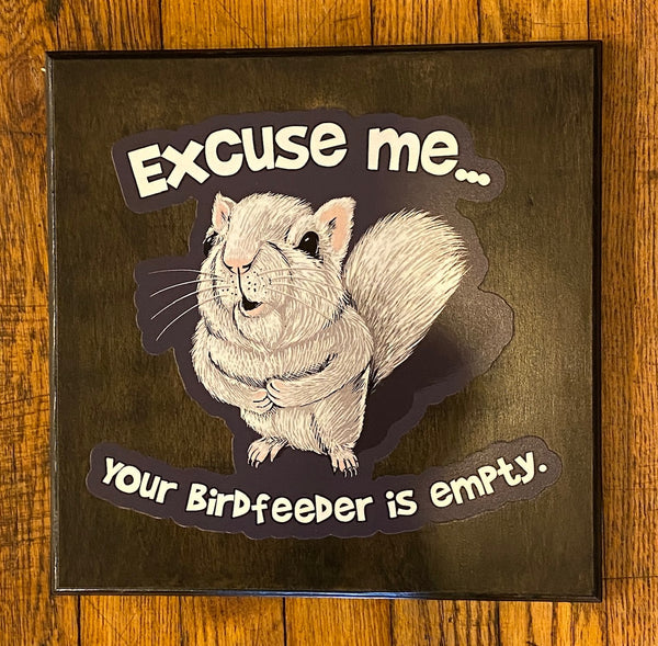 Wall Plaque - "Excuse Me, Your Birdfeeder is Empty" Plaque - 12" x 12"