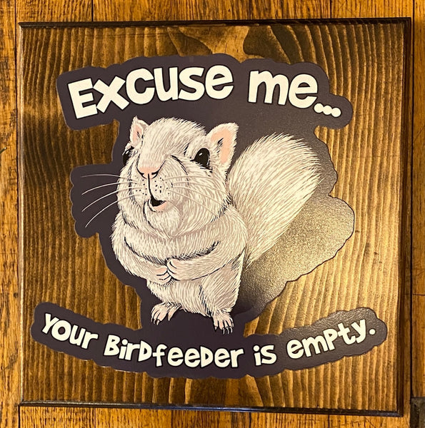 Wall Plaque - "Excuse Me, Your Birdfeeder is Empty" Plaque - 12" x 12"