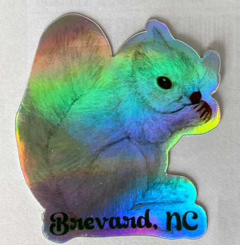 Decal/Sticker - Holographic White Squirrel - 3" H Die-Cut - Waterproof