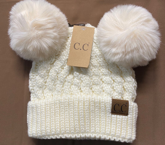 Beanie by "CC" with Double Pom Pom for Adults