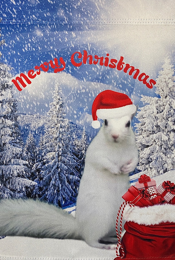 Garden Flag - White Squirrel in Santa Hat - 2022 Christmas Edition