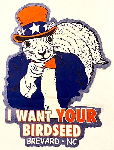 Magnet - Vinyl - I Want Your Birdseed Uncle Sam White Squirrel - Die-Cut