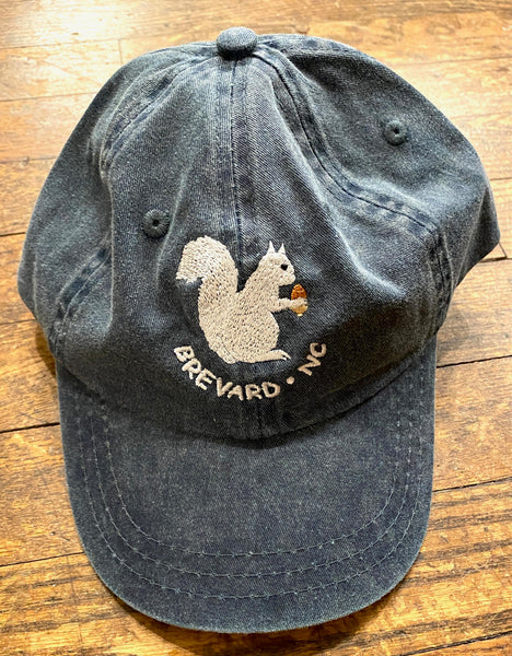 Baseball Cap - Pigment-Dyed for Youth with Embroidered White Squirrel and Brevard, NC