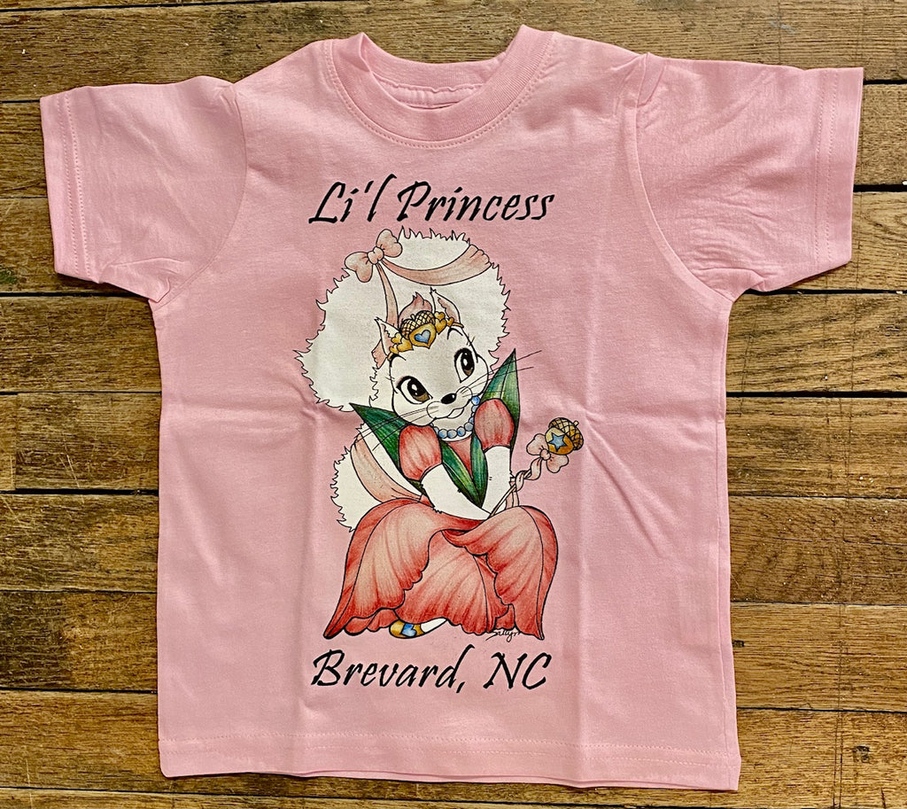 T-Shirt - For Toddlers - White Squirrel "Li'l Princess" Short Sleeve 100% Cotton