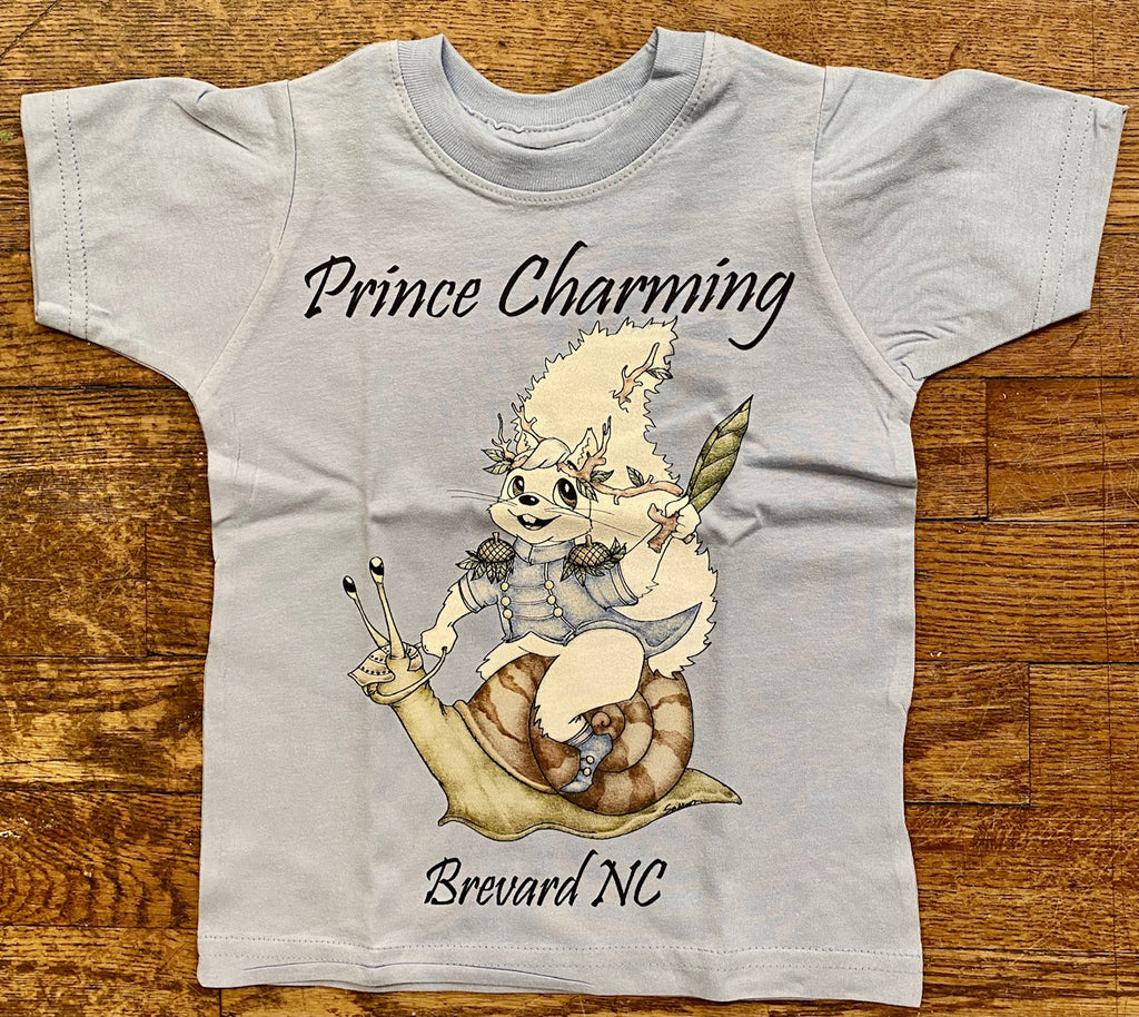 T-Shirt - For Toddlers - White Squirrel "Prince Charming" -  Short Sleeve 100% Cotton