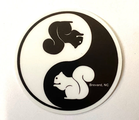Decal/Sticker - White Squirrel Yin Yang - 2" Mini Round - Waterproof