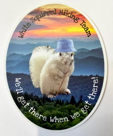 Decal/Sticker - White Squirrel Hiking Team - Large Oval