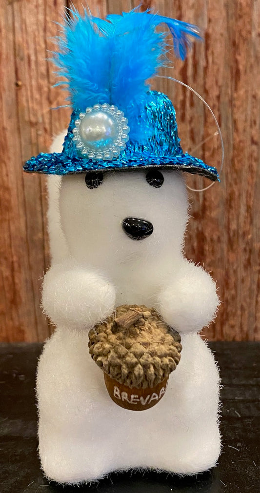 Ornament - Fuzzy White Squirrel