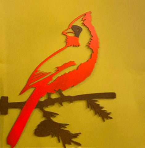Metal Garden Art - Red Cardinal on a Branch