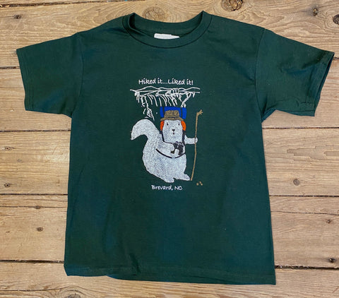 T-Shirt - For Youth - "Hiked It, Liked It" in Forest Green, Short Sleeve Crew Neck