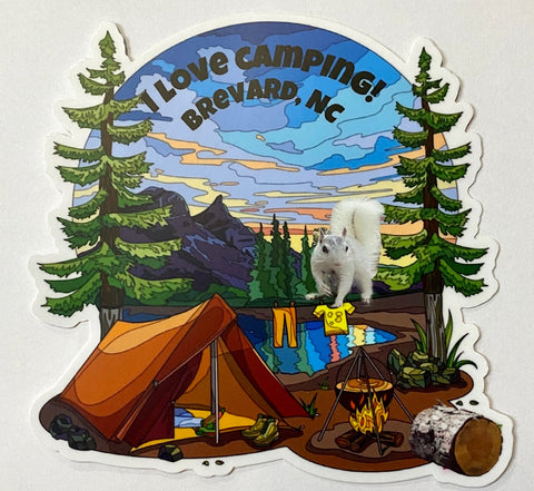 Decal/Sticker - I Love Camping, Brevard, NC - Large Die-Cut
