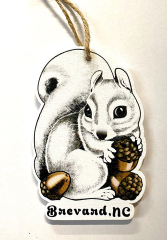 Ornament - Laser-Cut - Large White Squirrel with Acorns