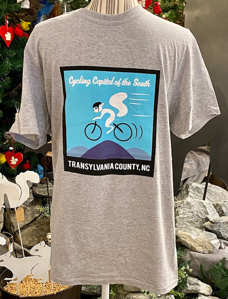 t-shirt - For Adults- Heathered Grey Crew Neck Short Sleeve Cycling White Squirrel