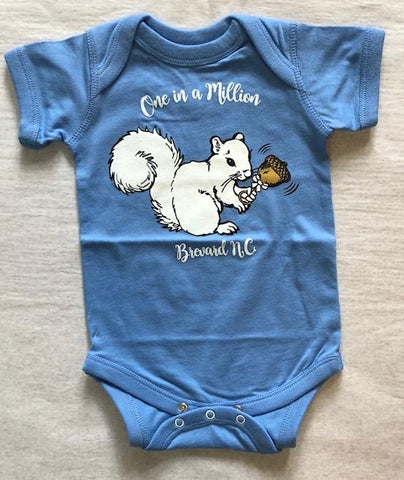 Onesie - White Squirrel Design in Carolina Blue