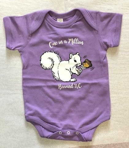 Onesie - White Squirrel Design in Lavender