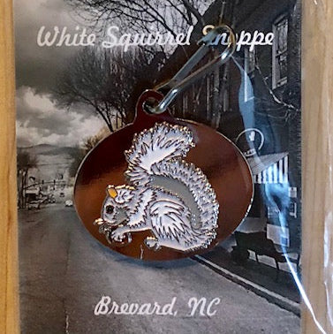 Zipper Pull - Metal - White Squirrel in Oval