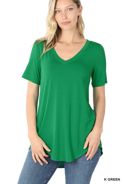 Clothing - Ladies Luxe Rayon Tee - Short Sleeve, V-Neck, Hi-Lo Hem