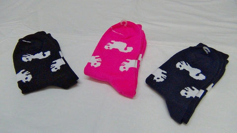 Socks - White Squirrel Silhouettes in Navy Blue, Red, Hot Pink,Turquoise, Neon Green and Black for Youth
