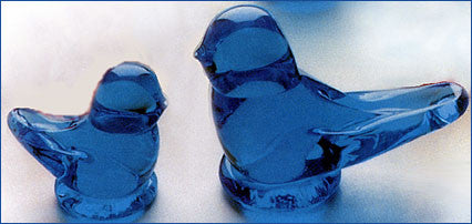 Figurine - Glass Bluebirds Symbolizing Love and Happiness