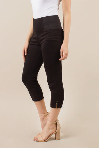 Clothing - Ponte Cropped Button Pant in Black or White